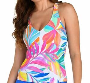 NEW 24TH & OCEAN underwire cross back tankini top in cordoba